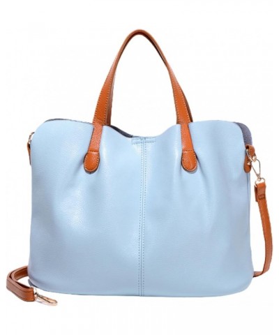 Two In One Leather Shopper Tote Bag,Oversize Vegan Leather Tote with Removable Adjustable Straps,Women Handbag Blue $28.24 Totes