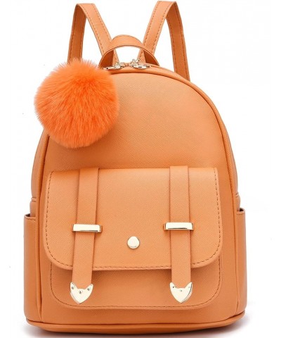 Girls Fashion Backpack Mini Backpack Purse for Women Teenage Girls Purses PU Leather Pompom Backpack Shoulder Bag Orange $11....