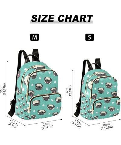 Pug Dog Green Backpack for Women Shoulder Bag Lightweight Small Backpack Casual Daypack for Travel Small(11.41'' x 6.1'' x 14...