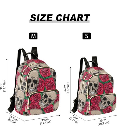 Skulls Red Roses Backpack Purse for Women Small Mini Women's Fashion Backpack with Strap Handbag Lady Purse,M Small $18.54 Ba...