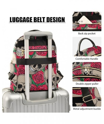 Skulls Red Roses Backpack Purse for Women Small Mini Women's Fashion Backpack with Strap Handbag Lady Purse,M Small $18.54 Ba...