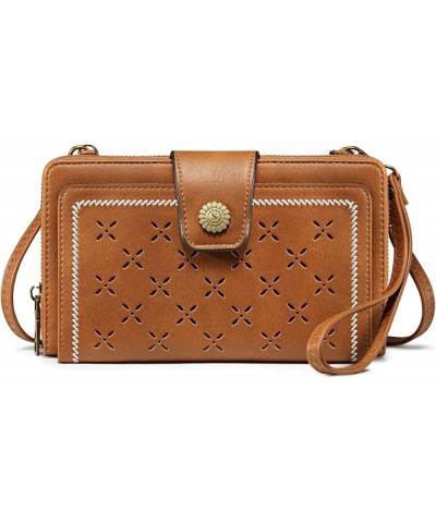 Crossbody Cell Phone Purse Wristlet Wallets for Women RFID Blocking Phone Wallet with 2 Straps Light Brown $27.34 Totes