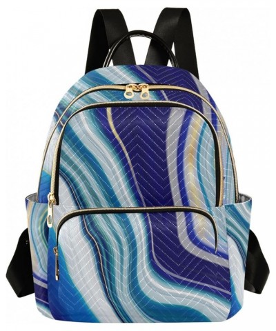 Small Backpack for Women Travel Bag Blue White Abstract Fluid Marble Daypack Purse Fashion Shoulder Bag Rucksack Small B665 $...