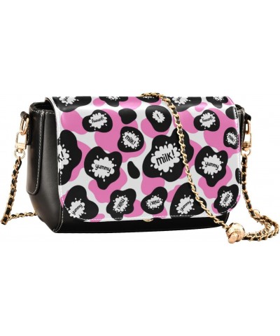 Crossbody Handbag Pink Black Cow Print PU Leather Shoulder Bag Sturdy Travel Pouch Compact Chic Bag for Women Everyday Use Ho...