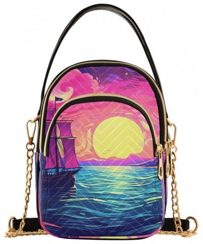 Fantasy Sunset Sea Women's Sling Bags, Fashion Crossbody Handbags Purse with Chain Strap Top handle 5.91×3.15×8.27 Inches $16...