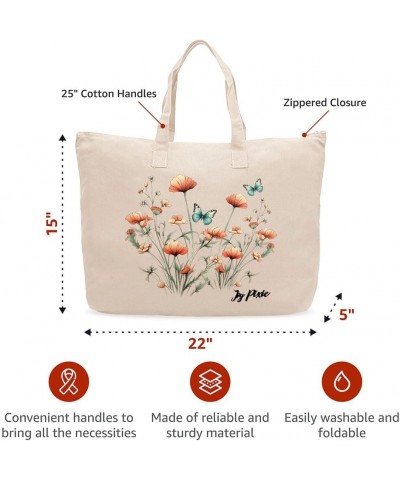 Flowers and Butterflies Cotton Canvas Bag - Beautiful Tote Bags - Flower Print Tote Bags Black $15.99 Totes