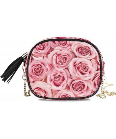 Women's Pink Rose Flower Crossbody Bag Fashion Purses Bag Cross Body Bag Shoulder Handbag with Adjustable Chain Strap $10.08 ...