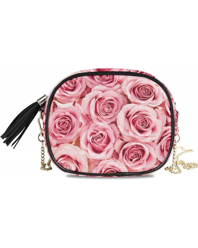 Women's Pink Rose Flower Crossbody Bag Fashion Purses Bag Cross Body Bag Shoulder Handbag with Adjustable Chain Strap $10.08 ...