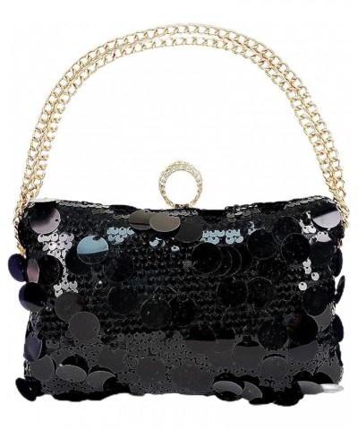 Handheld clutch sequin evening bag.Crossbody sequin dinner clutch bag for women. Black $15.68 Evening Bags