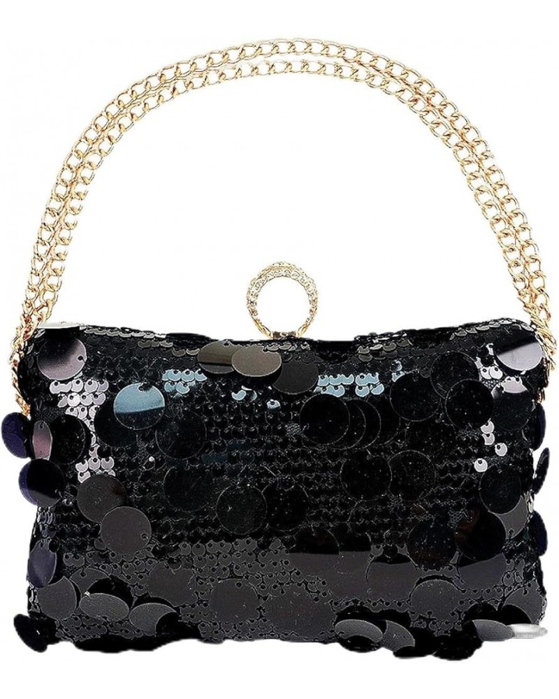 Handheld clutch sequin evening bag.Crossbody sequin dinner clutch bag for women. Black $15.68 Evening Bags