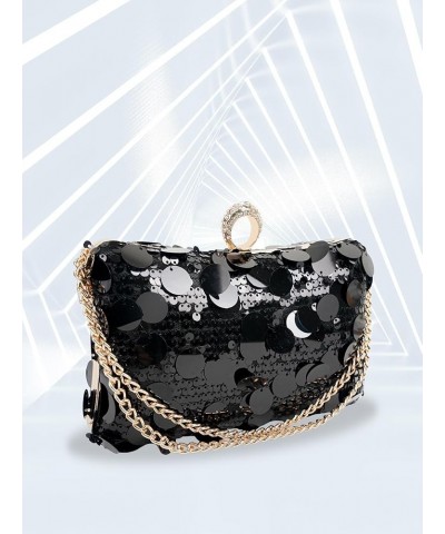 Handheld clutch sequin evening bag.Crossbody sequin dinner clutch bag for women. Black $15.68 Evening Bags