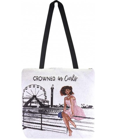 Woven Tote Bag Crowned in Curls $14.30 Totes