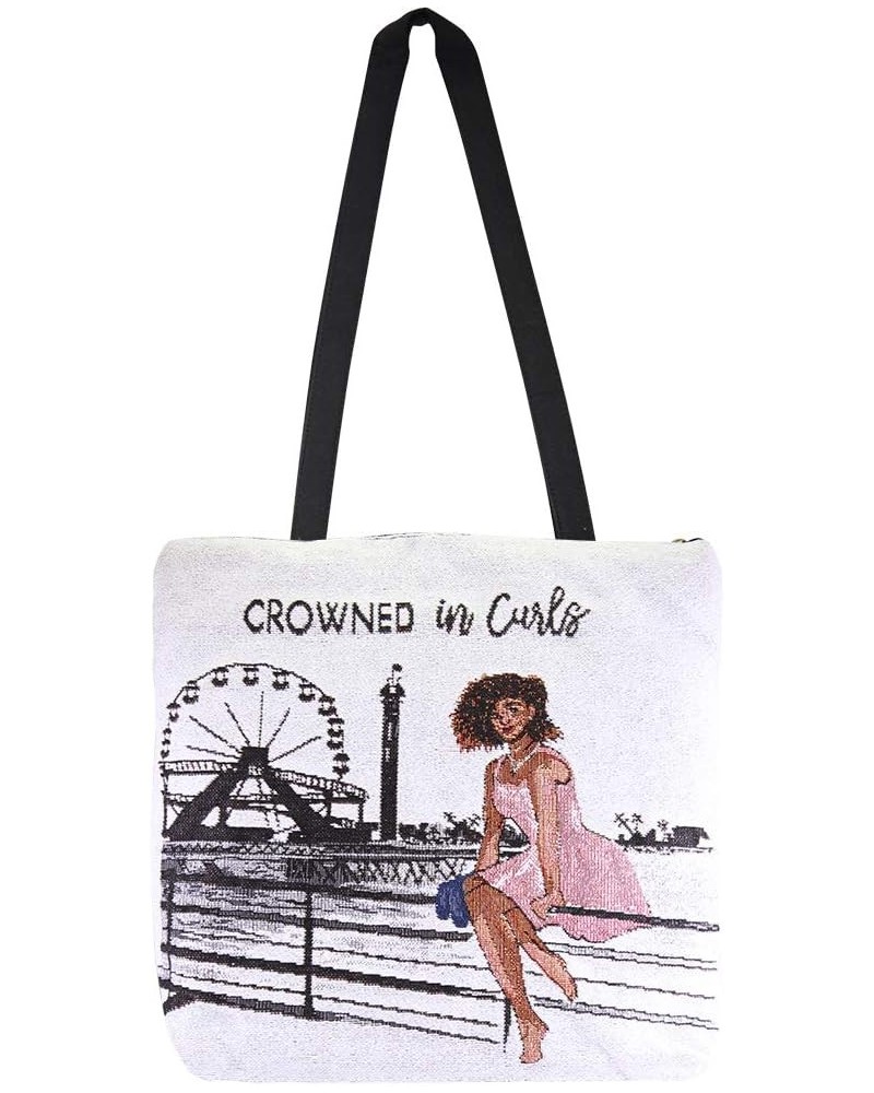 Woven Tote Bag Crowned in Curls $14.30 Totes