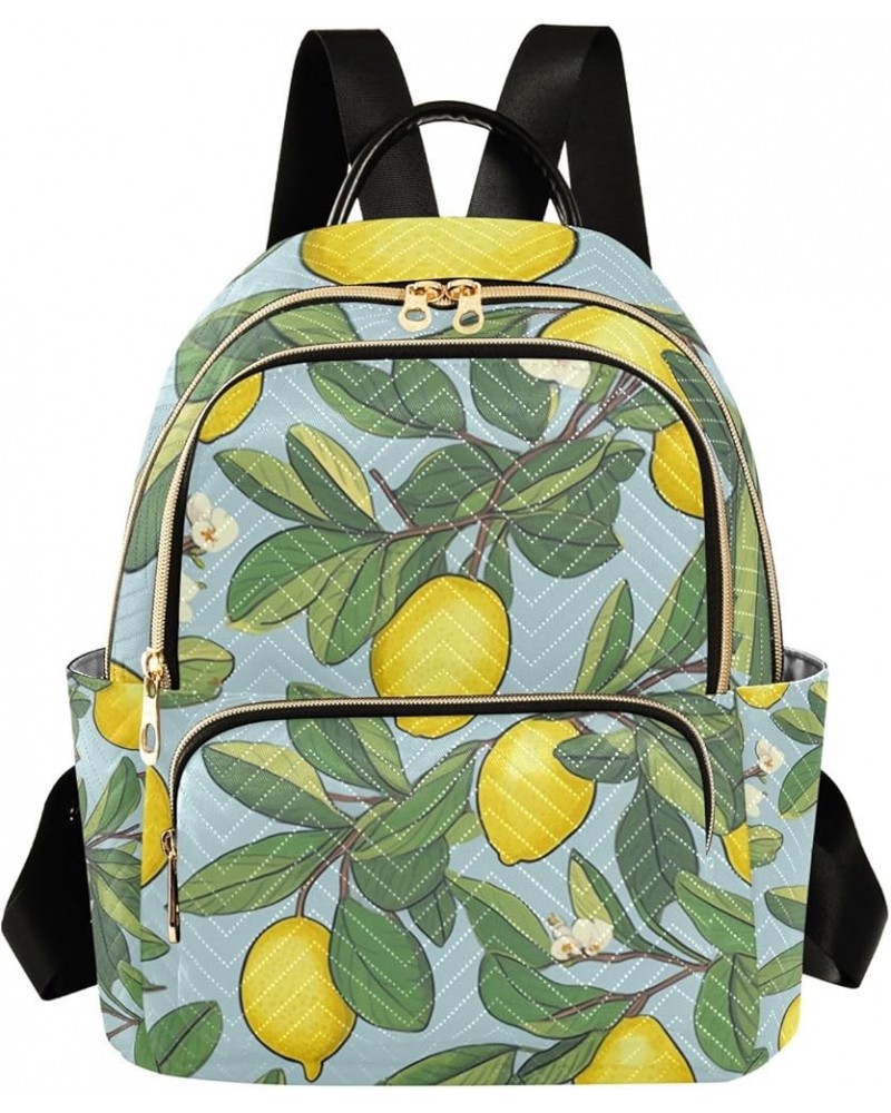 Mini Backpack Purse for Women, Lemons White Flowers Travel Bag Casual Daypack Shoulder Bag Medium $15.04 Backpacks