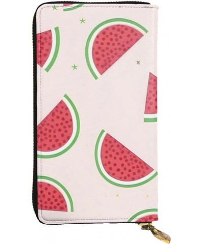 Pink Watermelon Pattern Leather Long Clutch Wallet : Comfortable, Lightweight,Fashion, Durable 7.48 X 4.13 in, Black, One Siz...