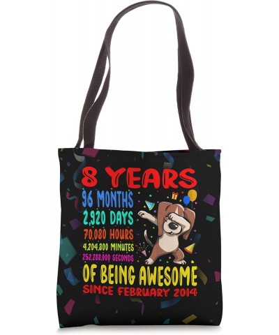 8 Years Of Being Awesome 8th Birthday Kids Dabbing Beagle Tote Bag $10.51 Totes