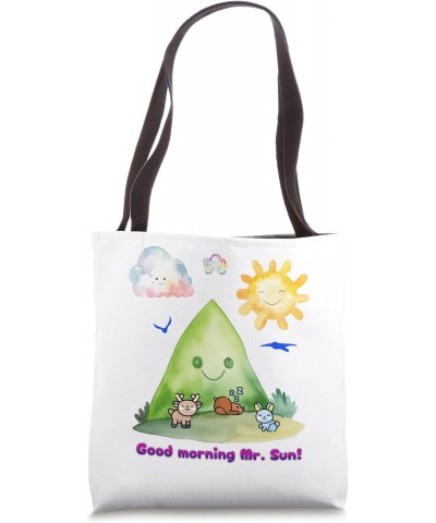 Good Morning Mr. Sun Cute Happy Mountain Animals And Nature Tote Bag $13.56 Totes