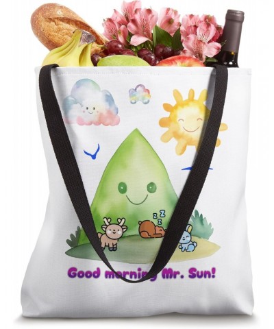 Good Morning Mr. Sun Cute Happy Mountain Animals And Nature Tote Bag $13.56 Totes