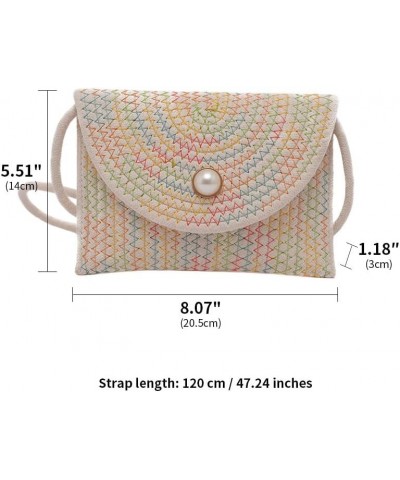 Cotton Crossbody Bag Hand-Woven Satchel Purse for Women Fashion Solid Pearl Purse Shoulder Purse Women Wallet Sling Bag Beige...