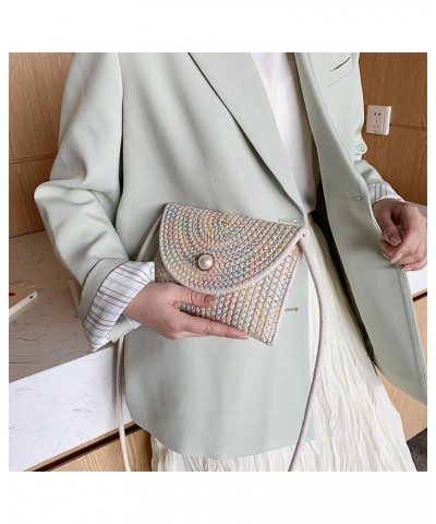 Cotton Crossbody Bag Hand-Woven Satchel Purse for Women Fashion Solid Pearl Purse Shoulder Purse Women Wallet Sling Bag Beige...