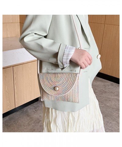 Cotton Crossbody Bag Hand-Woven Satchel Purse for Women Fashion Solid Pearl Purse Shoulder Purse Women Wallet Sling Bag Beige...