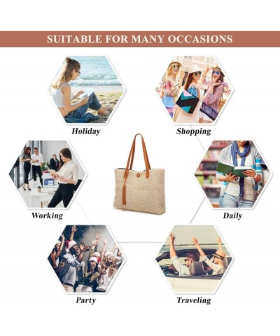 Straw Tote Bag for Women Large Beach Shoulder Bag Tassel Handbag and Purse Shopping Bag for Family Shopper Travel Multicolor ...