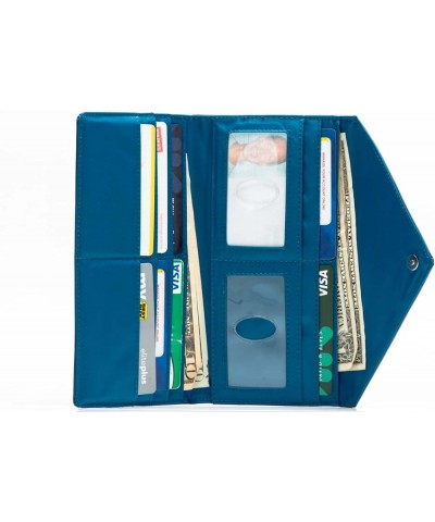 Women's Slimvelope Leather Tri-Fold Checkbook Slim Wallet, Holds Up to 40 Cards Ocean Blue $20.07 Wallets