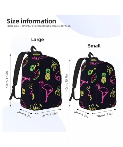 Pineapple Banana Flamingo Print Unisex Canvas Backpack Cute Backpack For Travel Sports Casual Aesthetic Backpack Black Medium...