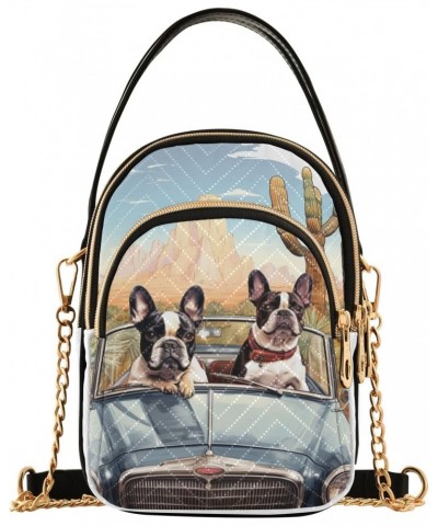 Dog with Cars Women's Crossbody Handbags with Zipper, Casual Leather Cell Phone Purse Crossbody Bags for Ladies $13.51 Crossb...