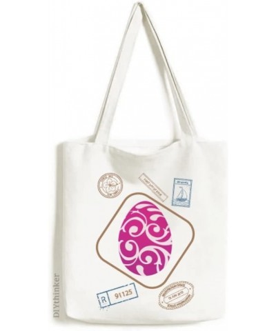 Easter Festival Purple Egg Design Stamp Shopping Ecofriendly Storage Canvas Tote Bag $17.97 Totes