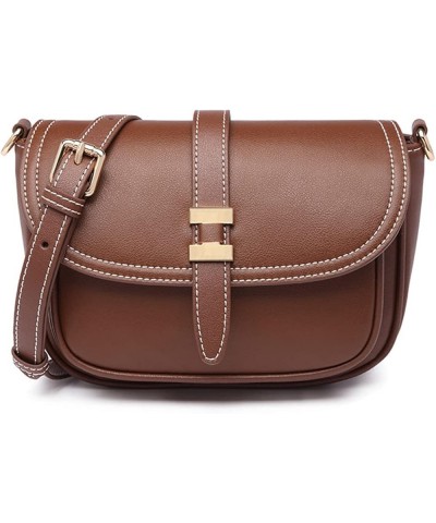 Womens Shoulder Bag Genuine Leather Retro Snap Sling Handbag Satchel Bag with Removable Leather Strap for Woman Caramel $27.3...