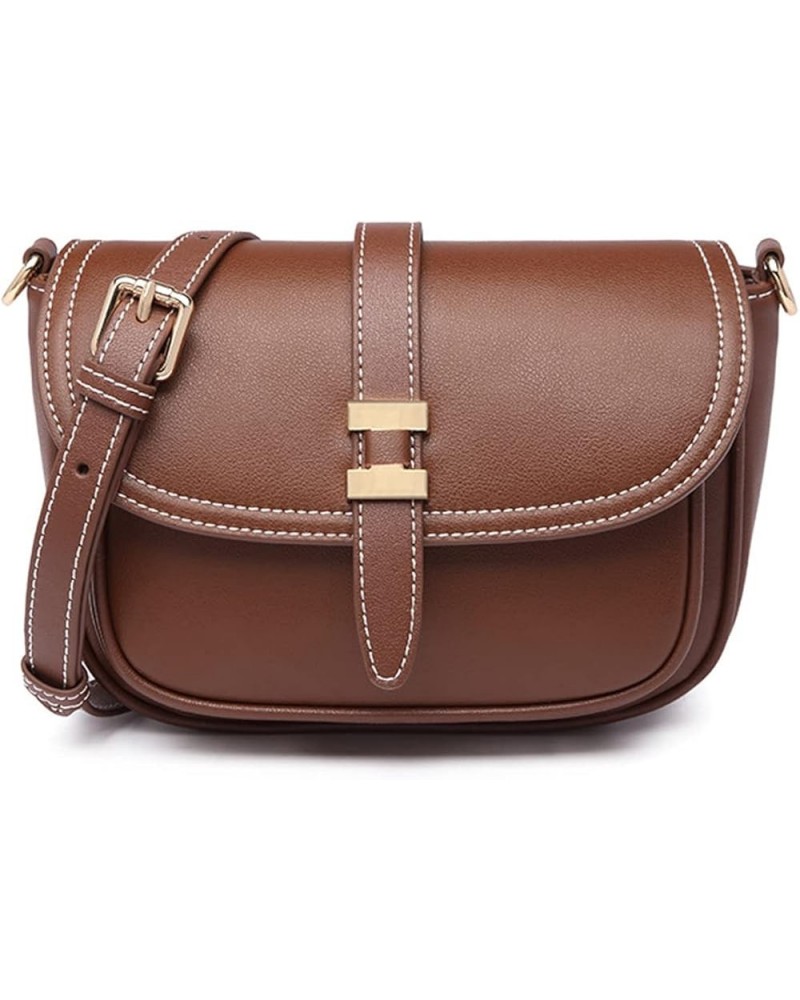 Womens Shoulder Bag Genuine Leather Retro Snap Sling Handbag Satchel Bag with Removable Leather Strap for Woman Caramel $27.3...