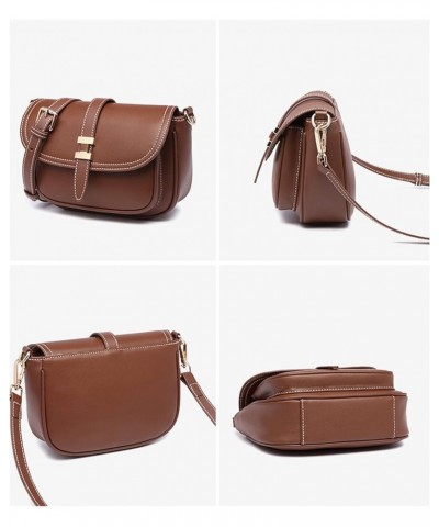 Womens Shoulder Bag Genuine Leather Retro Snap Sling Handbag Satchel Bag with Removable Leather Strap for Woman Caramel $27.3...