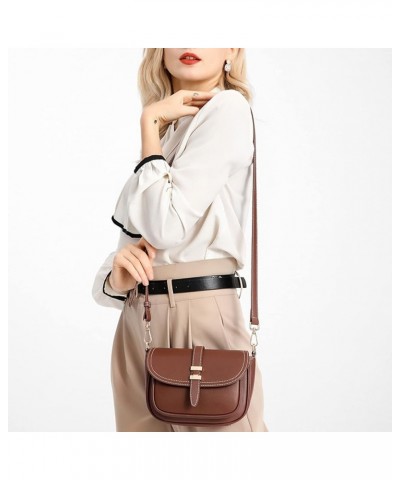 Womens Shoulder Bag Genuine Leather Retro Snap Sling Handbag Satchel Bag with Removable Leather Strap for Woman Caramel $27.3...