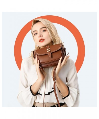 Womens Shoulder Bag Genuine Leather Retro Snap Sling Handbag Satchel Bag with Removable Leather Strap for Woman Caramel $27.3...