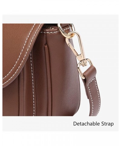 Womens Shoulder Bag Genuine Leather Retro Snap Sling Handbag Satchel Bag with Removable Leather Strap for Woman Caramel $27.3...