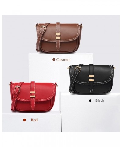 Womens Shoulder Bag Genuine Leather Retro Snap Sling Handbag Satchel Bag with Removable Leather Strap for Woman Caramel $27.3...