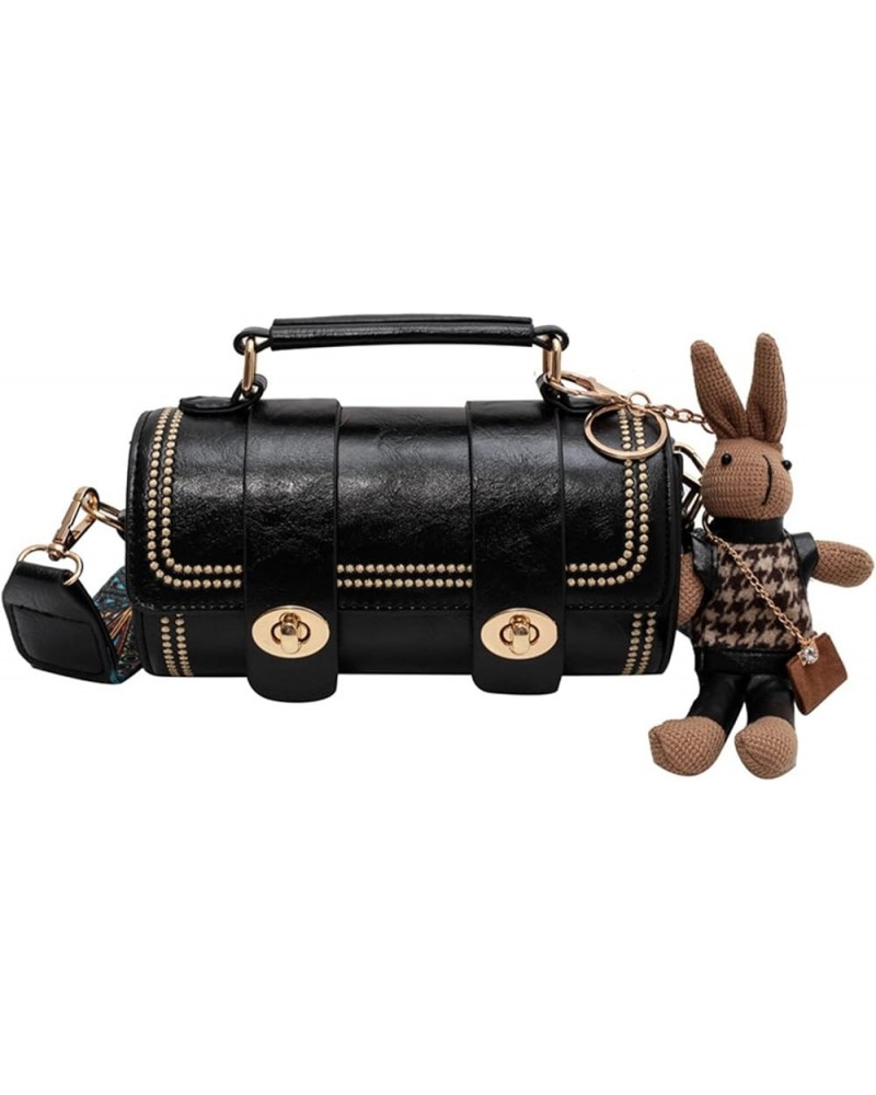 Women Retro Leather Crossbody Bag Girls Single Shoulder Bag Saddle Bag Handbag Small Purse Small Satchel Bag Black C $20.24 S...