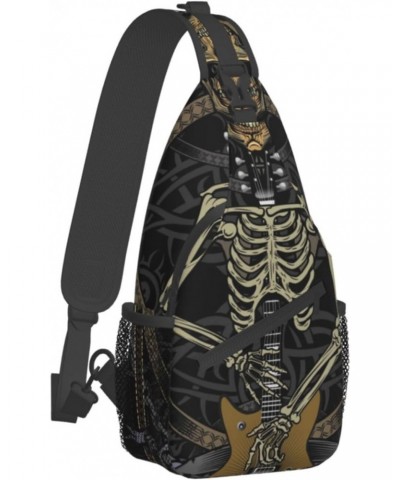 Rock Guitar Skeleton Sling Bag Crossbody Sling Backpack Chest Shoulder Bag Daypack for Hiking Walking Travel $13.33 Crossbody...