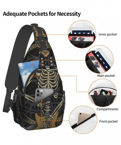 Rock Guitar Skeleton Sling Bag Crossbody Sling Backpack Chest Shoulder Bag Daypack for Hiking Walking Travel $13.33 Crossbody...