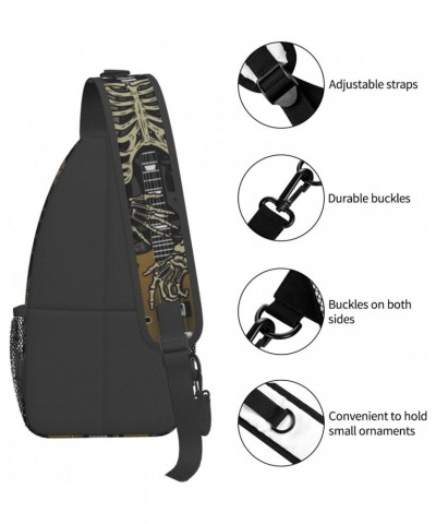 Rock Guitar Skeleton Sling Bag Crossbody Sling Backpack Chest Shoulder Bag Daypack for Hiking Walking Travel $13.33 Crossbody...