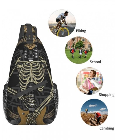 Rock Guitar Skeleton Sling Bag Crossbody Sling Backpack Chest Shoulder Bag Daypack for Hiking Walking Travel $13.33 Crossbody...