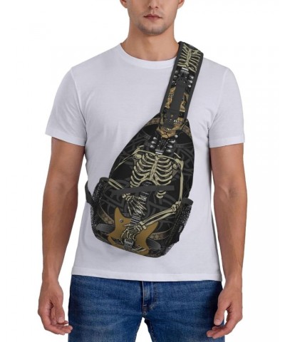 Rock Guitar Skeleton Sling Bag Crossbody Sling Backpack Chest Shoulder Bag Daypack for Hiking Walking Travel $13.33 Crossbody...