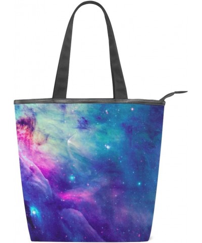 Tote Canvas Shoulder Bag Colorful Galaxy Nebula Star Womens Handbag $11.52 Shoulder Bags