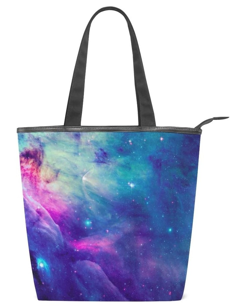 Tote Canvas Shoulder Bag Colorful Galaxy Nebula Star Womens Handbag $11.52 Shoulder Bags