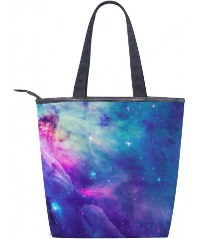 Tote Canvas Shoulder Bag Colorful Galaxy Nebula Star Womens Handbag $11.52 Shoulder Bags