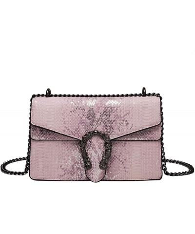 Women's Luxury Leather Designer Snake Print Crossbody Bags,Ladies Evening Clutch Chain Strap Satchel Bag A-pink $28.59 Totes