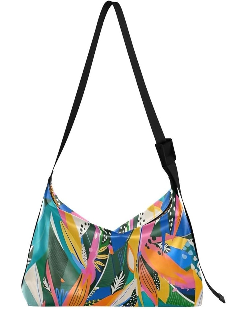 Floral Purple Green Blue Design Leather Hobo Bags for Women Large Purses Lovely Floral Print Women Shoulder Hobo Bag Trendy E...