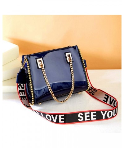 Designer Crossbody Shoulder Bags for Women Patent Leather Handbag Chain Handle Bucket Bag Red $16.31 Handbags