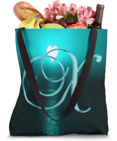 X Teal Heart Beach Ocean Lake Sun Moon Initial Letter Name Tote Bag $11.58 Totes